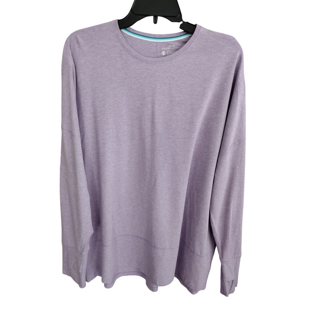 Coolibar Heathered Purple LumaLeo UPF 50+ Long-Slv T-Shirt Thumbholes Women XXL